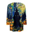 thumbnail image 6 of Halloween Costumes for Women 3/4 Sleeve Dressy Casual Tops Witch Hat Printed Halloween Shirts Crewneck Summer Fall Fashion Blouse Earthy Yellow 2XL, 6 of 8