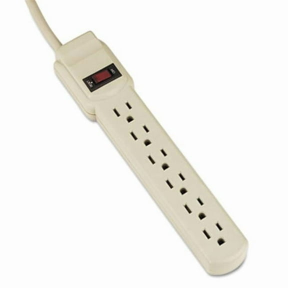 Innovera  Six-Outlet Power Strip- 4-Foot Cord- 1.94 x 10.19 x 1.19- Ivory