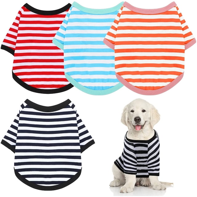 4 Piezas Camisa para Perros pequeños Camiseta a Rayas Ropa para Mascotas Sudadera para Cachorros Ropa para Perros pequeños a medianos