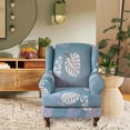 thumbnail image 6 of Tachiuwa Stretch 2 Pieces Polyester Wingback Chair Cover, Light Blue, 6 of 10