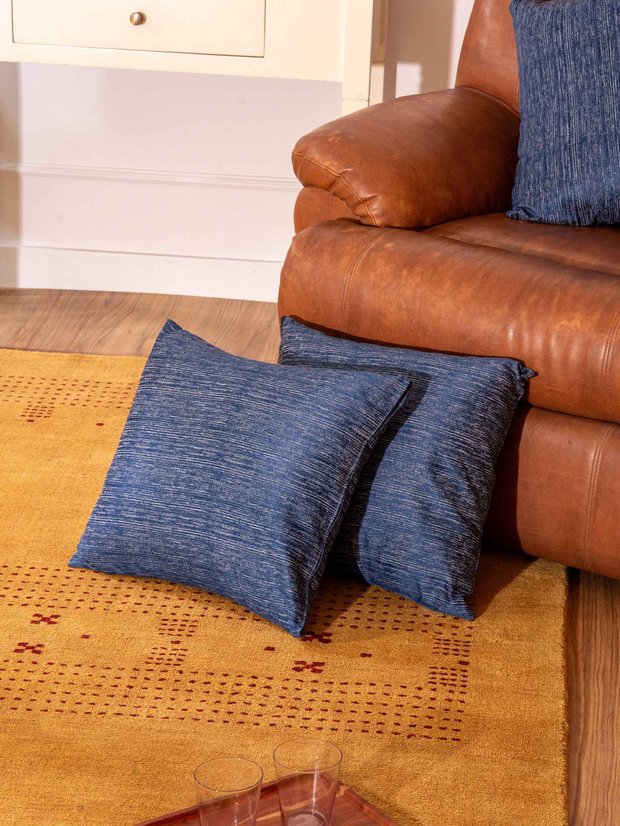 Kika Home Collections Handmade 16" x 16" Modern Dark Blue Solid Decorative Pillow Covers, 2 Count