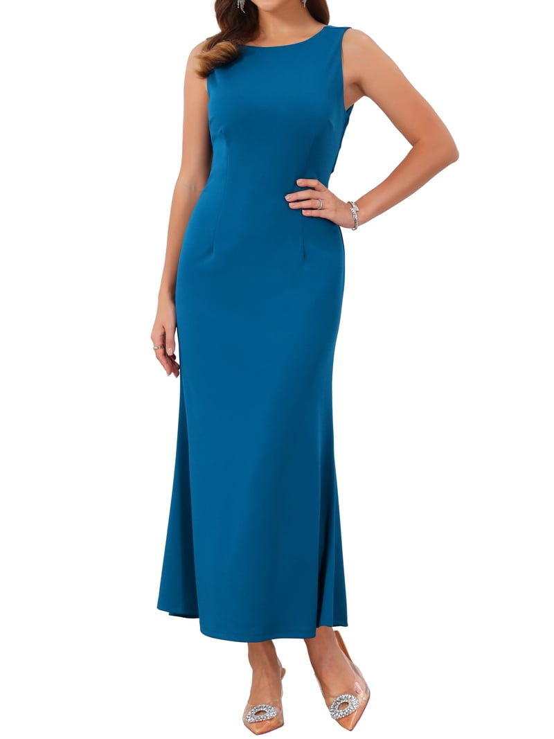 Inspire Chic Women's Boat Neck Dresses Sleeveless Elegant Cocktail Maxi Dress S Blue Green, Size: Small, Black Inspire Chic Women's Boat Neck Dresses Sleeveless Elegant Cocktail Maxi Dress S Blue Green, Size: Small, Black