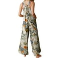 thumbnail image 4 of Loliuicca Women Summer Jumpsuit Leaf Print Square Neck Sleeveless Casual Overalls, 4 of 6