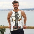 thumbnail image 6 of Gukieu Gothic Skeleton With Roses Print Men's Quick Dry Fitness Vest, Round Neck Sleeveless Fitness Bodybuilding Top-4X-Large, 6 of 7