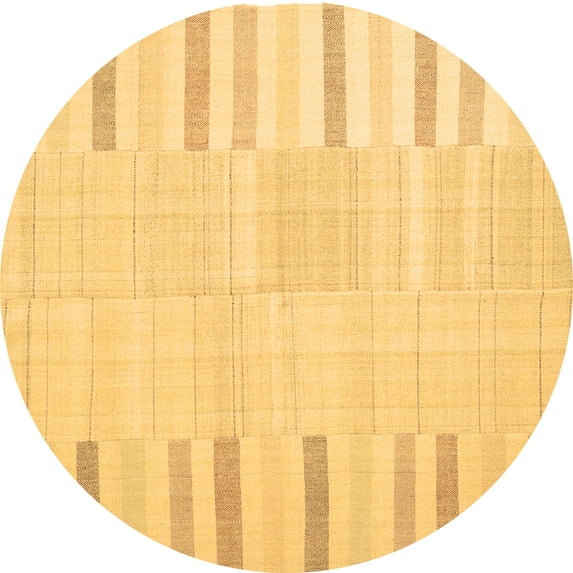 Ahgly Company Indoor Round Abstract Brown Contemporary Area Rugs, 5' Round