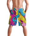 thumbnail image 3 of Dailycode Men's Quick Dry Swim Trunks Beach Shorts Casual Summer Board Shorts with Pockets, Girls Face Graffiti, 3 of 8
