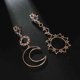 thumbnail image 2 of Pendientes para mujer, regalos para mujer, pendientes huecos de aleación de metal con diseño de estrella, sol y luna, estilo vintage geométrico., 2 of 4