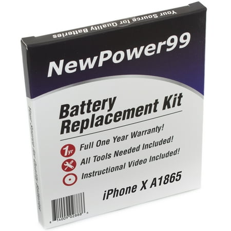 Apple iPhone X A1865 Battery Replacement Kit with Tools, Extended Life Battery, Video Instructions, and Full One Year Warranty