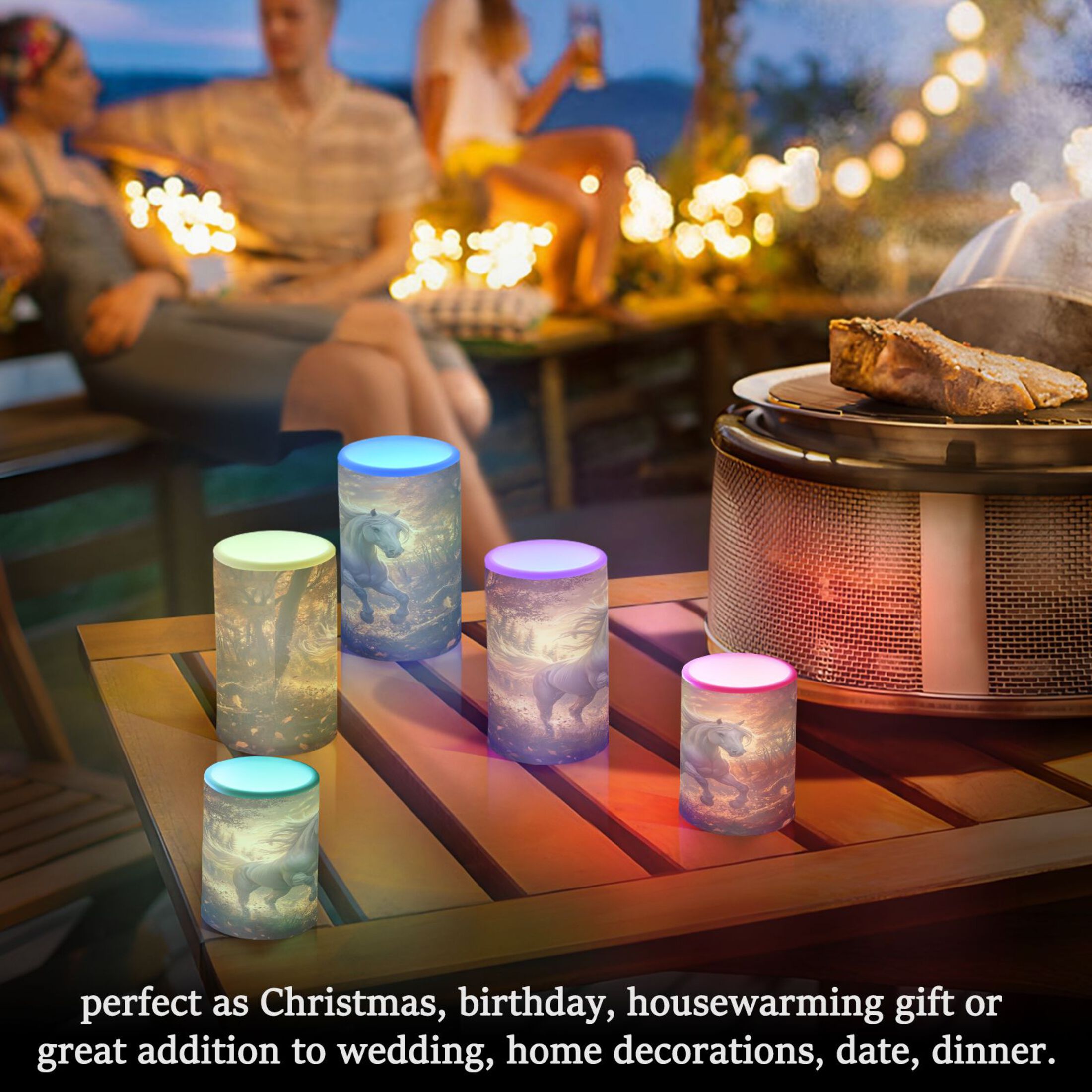 Flameless Candles Lights, Pack of two LED Lights, Dimmable LED Pillar Candles Battery Operated, Flames Remote Control A White Horse