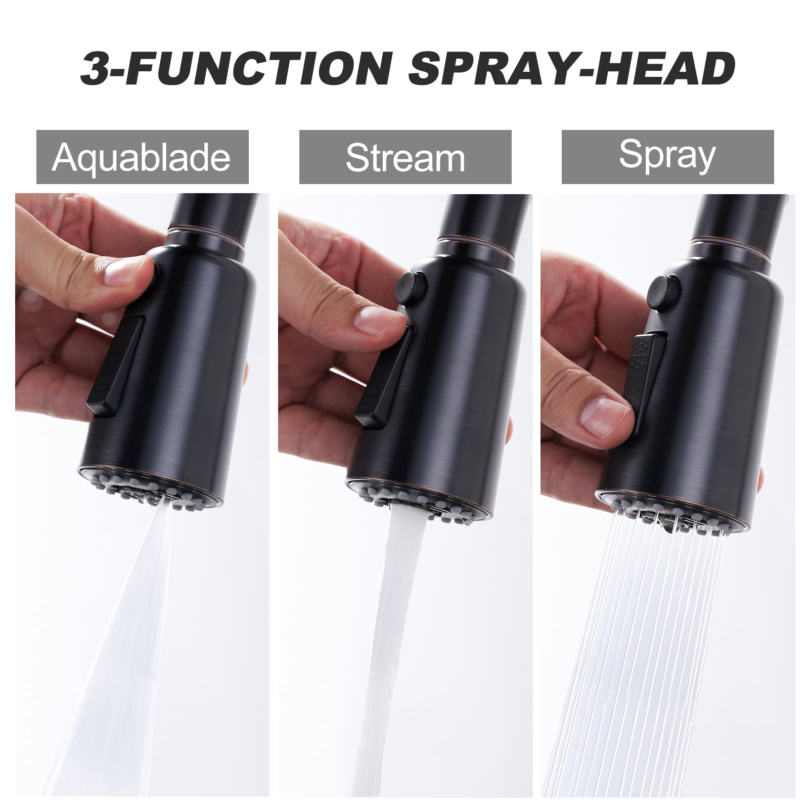 WOWOW Single Handle Kitchen Sink Faucet Oil Rubbed Bronze Kitchen Faucet with Pull Down Sprayer