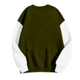 thumbnail image 4 of Htigea Womens Pullover Sweatshirts Patchwork Long Sleeve Fleece Crewneck Tops Lightweight Outdoor Athletic Shirts Army Green S, 4 of 5