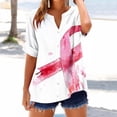 thumbnail image 3 of JTZGDY Pink Ribbon Shirts for Women Loose Lightweight Casual Cotton Linen Breast Cancer Awareness Tshirts Short Sleeve Button Down V Neck Graphic Tee Shirt Tops Pink#02 M, 3 of 5