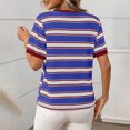 thumbnail image 4 of Tnhcen Women's Summer Oversized Striped Crewneck Cotton T-Shirt | Relaxed Fit Basic Tops with Short Sleeves | Plus Size Friendly (S-2XL) 100% Cotton Shirts, 4 of 5