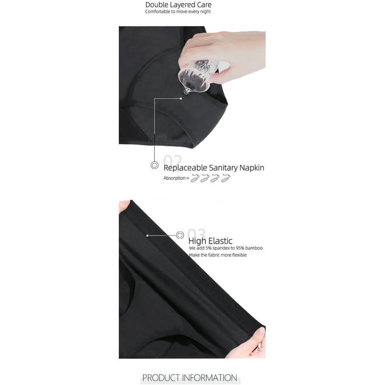VOOPET 5Pack Leak Proof Menstrual Panties Plus Size Four-layer