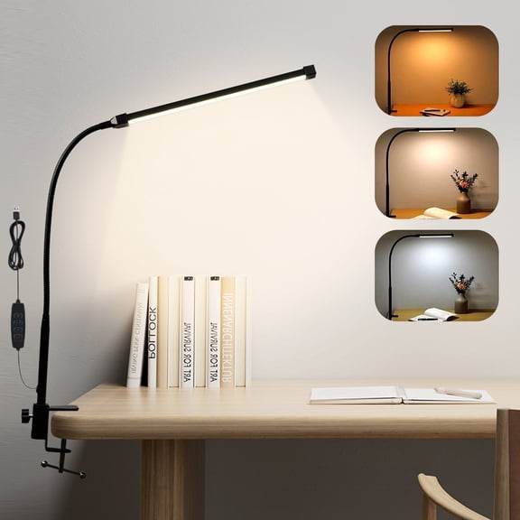 LED Desk Lamp, Clip-on Table Light 3 Color 10 Brightness Levels for Home Office Computer