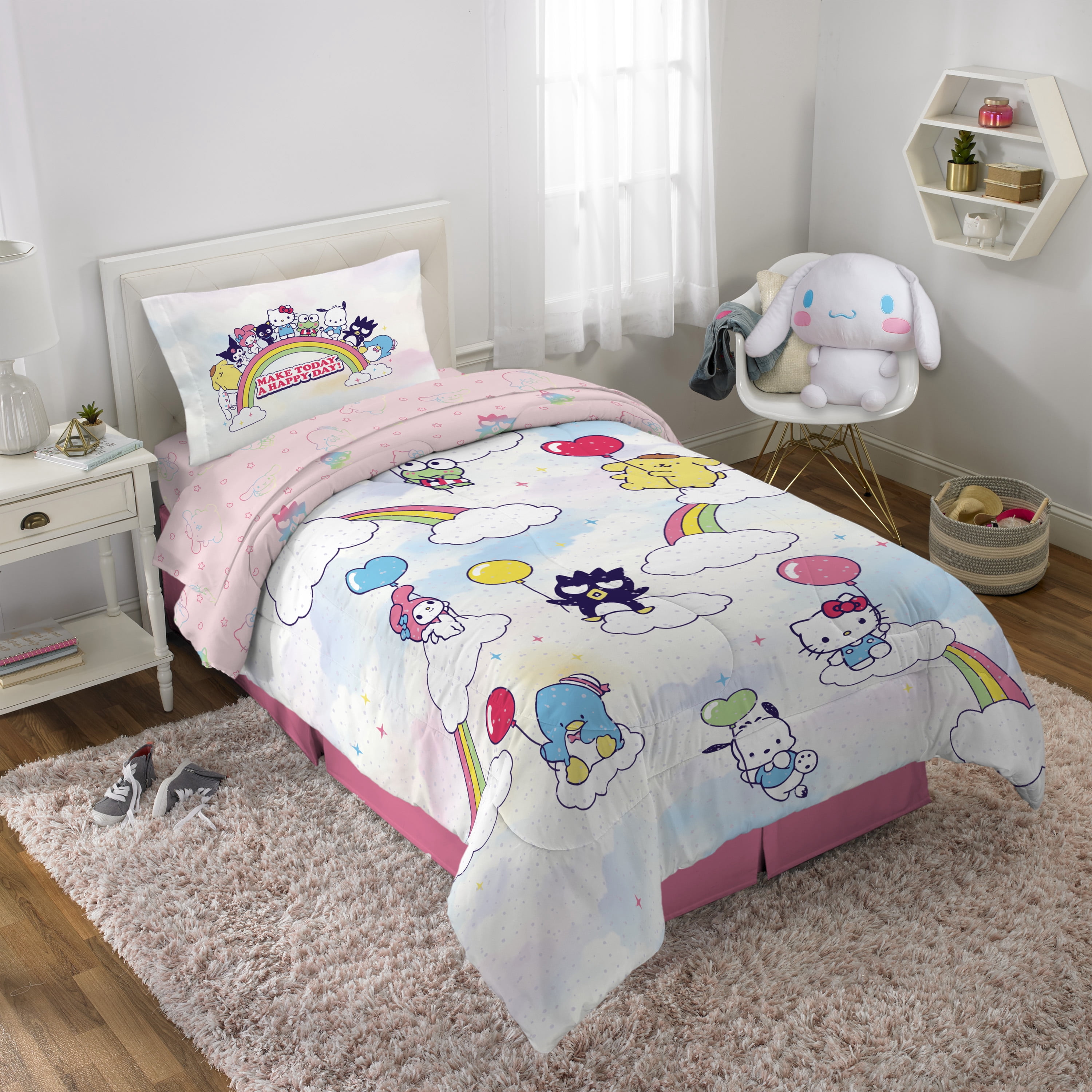 Cinnamoroll Kids Plush Bedding Cuddle and Decorative Pillow Buddy, Sanrio