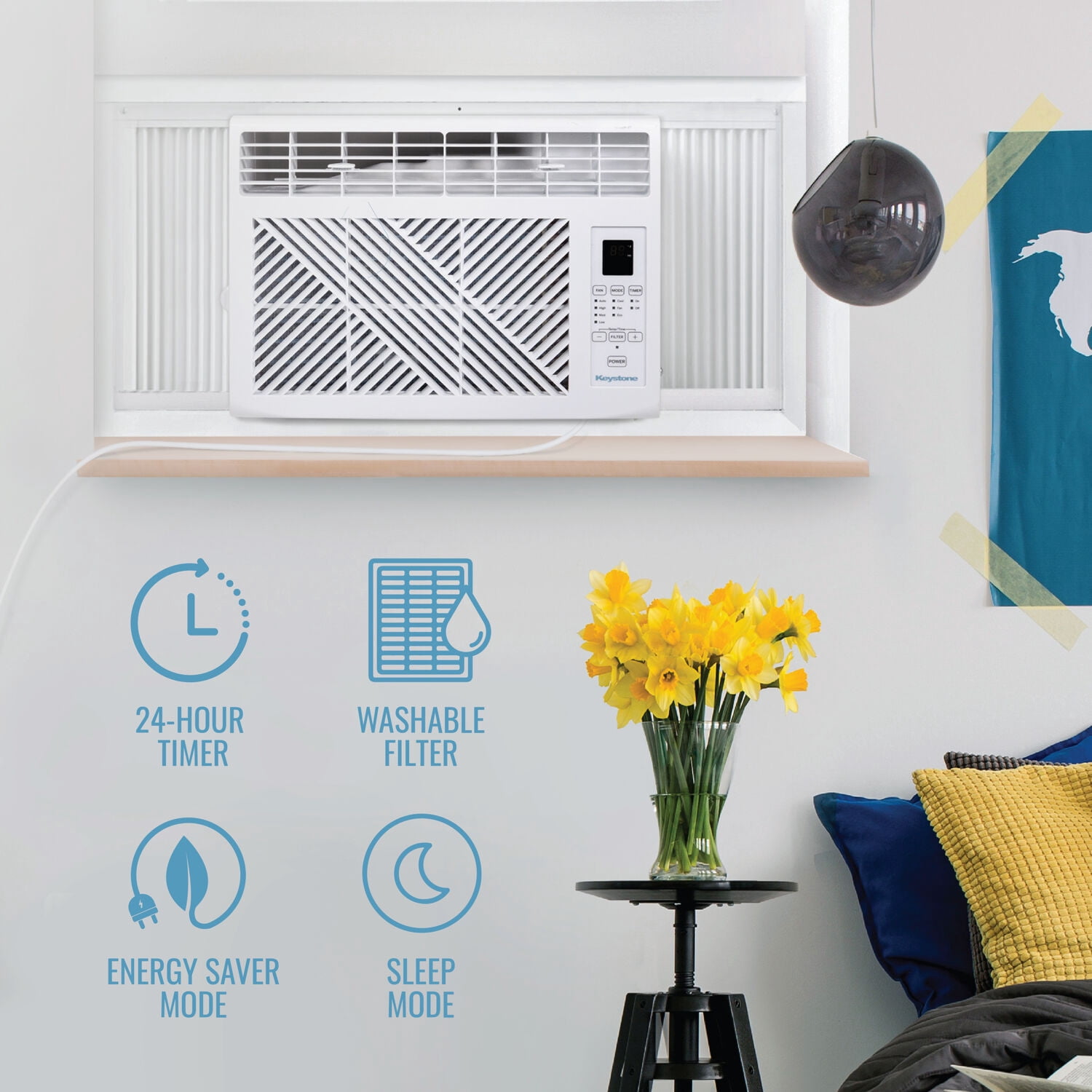 Keystone 6,000 BTU 250 Sq ft Window Air Conditioner with Remote Control, KYST061AD, New