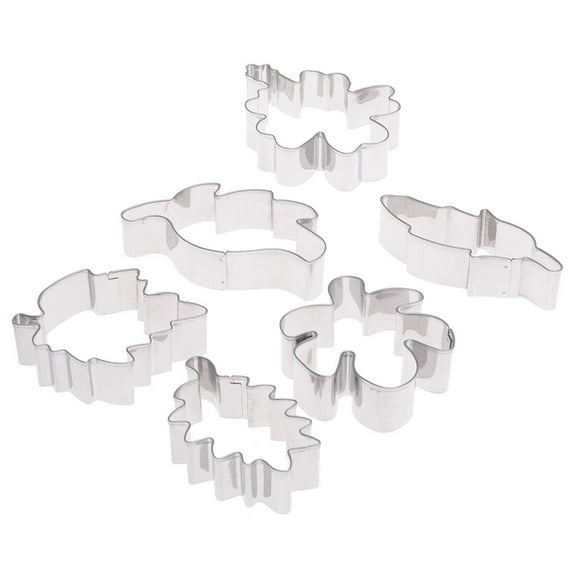 HINTRMENT Diy Baking Molds 6Pcs 430 Stainless Steel Tree Leaves Shape Cookie Cutter Silver