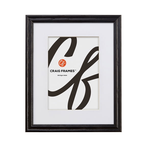 Craig Frames Black, 11x14 inch Hardwood Picture Frame Matted for a 8x10 Photo