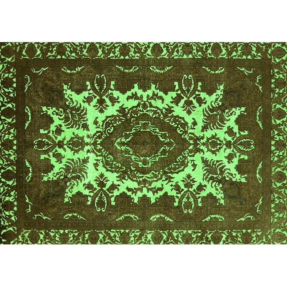 Ahgly Company Indoor Rectangle Oriental Green Industrial Area Rugs, 5' x 7'