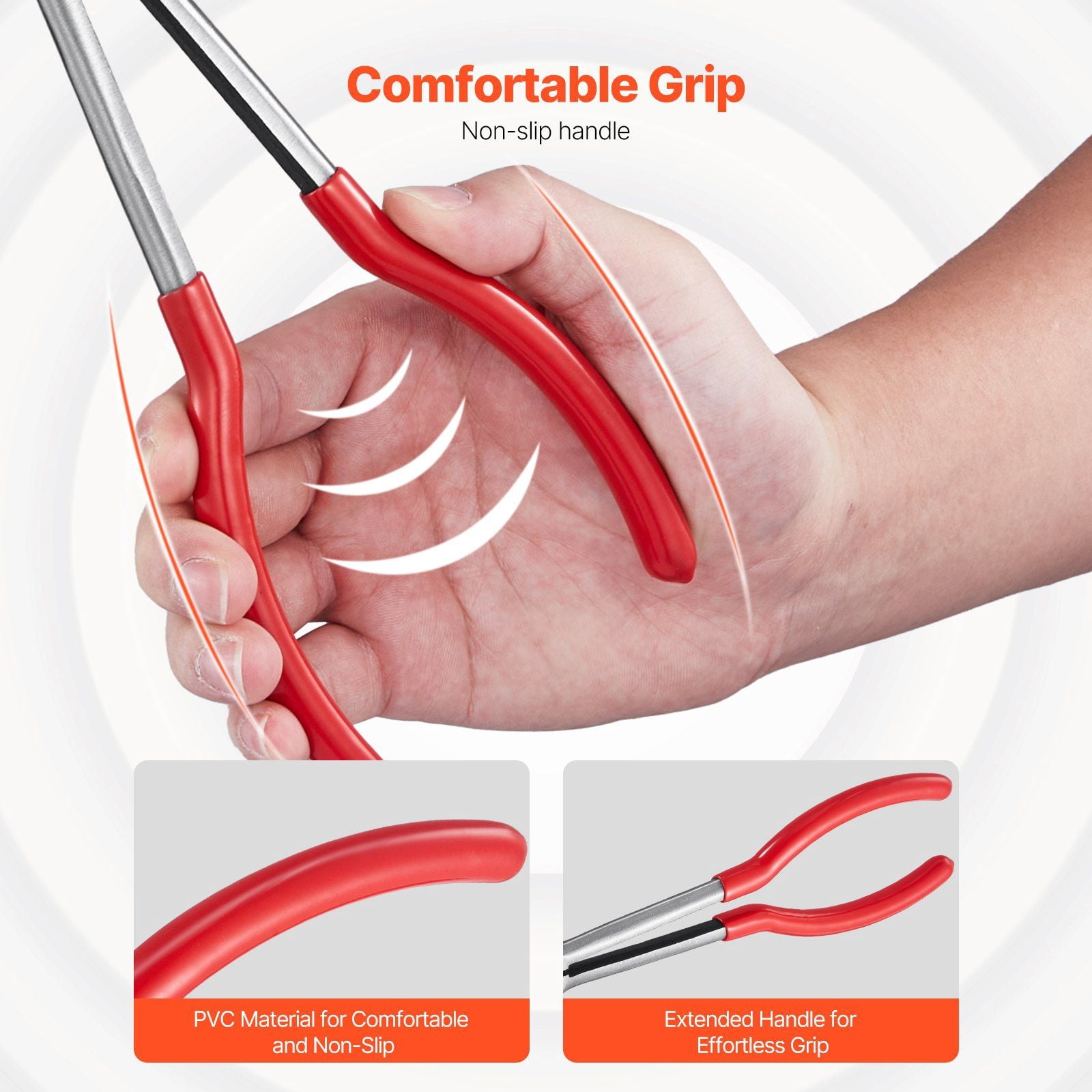5 Piece Professional Pliers Set with Storage Bag Including 11 Inch Long Needle Nose Diagonal Cutting 45 Degree 90 Degree Bent Nose and Round Nose Pliers