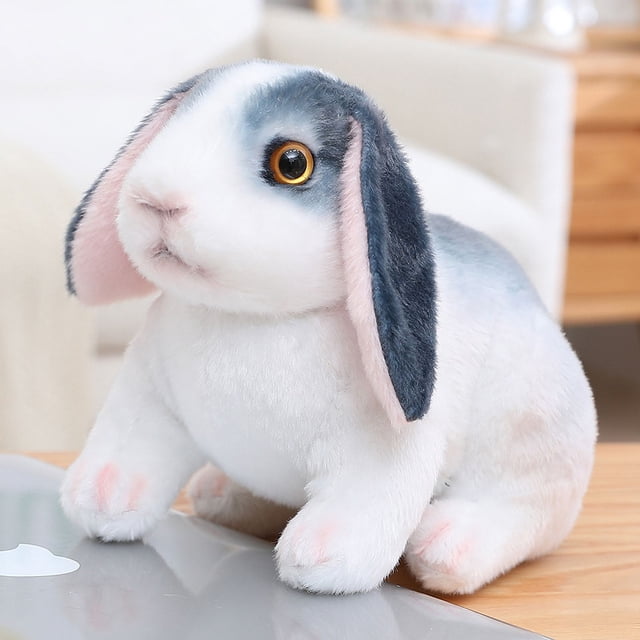 Conejo de peluche de orejas largas, juguete realista de conejo de Pascua, regalo para decoración del hogar, regalo para niñas y niños.