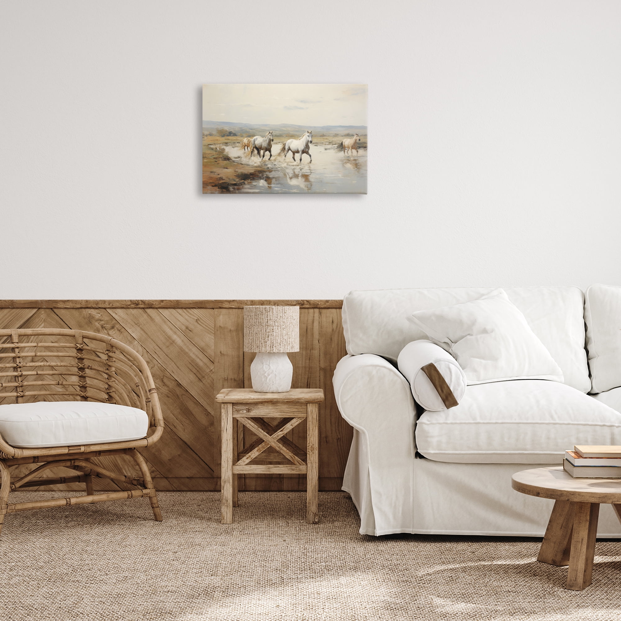 Stupell Industries Free Horses Running Landscape Painting Gallery Wrapped Canvas Art Print Wall Art, 24 x 16
