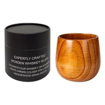 Wooden Whiskey Glasses Set - Charred Oak Bourbon Glasses for Men - Old Fashioned Tasting Cups with Gift Box - Perfect for Groomsmen, Dad's Birthday & Retirement Gifts(E)