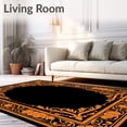 thumbnail image 2 of ODIKA 6'x9' Machine Washable Non-Slip Area Rug, Ornate Baroque Inspired Flourishes with Radiant Metallic Embellishments High Traffic Rug, Black, 628009, 2 of 7