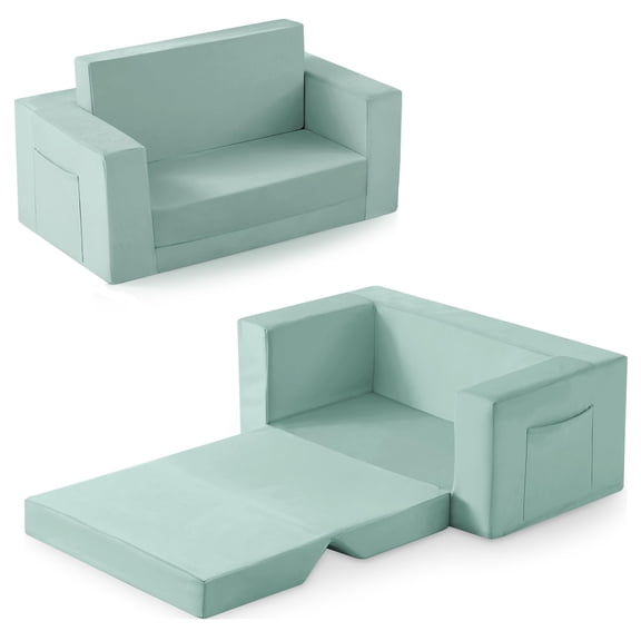 Teal Large Convertible Fold Out Lounge Chair 2-in-1 Sofa for 1-5 Years
