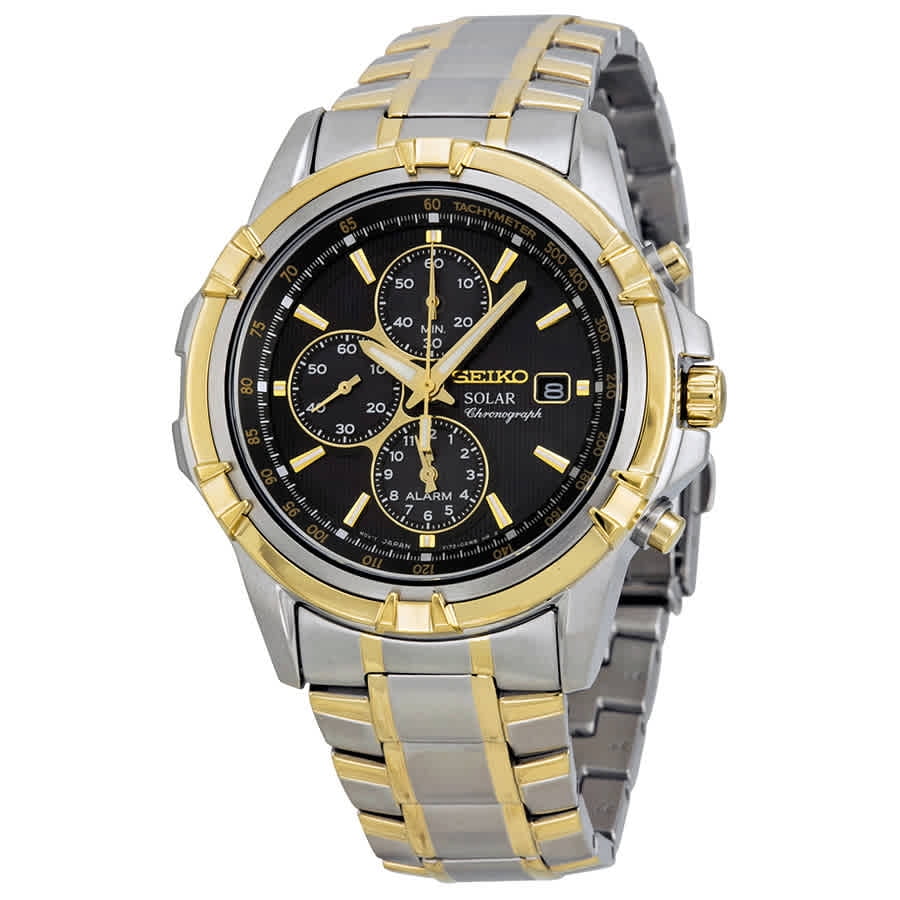 Seiko Men's Solar Alarm Chronograph Stainless Watch Two-tone Bracelet ...