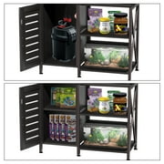 Herture Fish Tank Stand with Cabinet, 40-50 Gallon Aquarium Stand, Heavy Duty Metal, Turtle Tank, Reptile Terrarium 850LBS Capacity ,Black