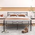 thumbnail image 2 of VECELO Full Size Metal Platform Bed Frame with Headboard and Footboard, Strong Steel Slat Support/No Box Spring Needed, Black, 2 of 9
