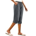 thumbnail image 4 of TRUBKH Drawstring Pants Women Cotton Linen Palazzo Pants Wide Leg Linen Pants Drawstring High Waist High Waisted Linen Pants Women Casual Pants for Women Palazzo Drawstring Elastic Waist Gray S-3XL, 4 of 9