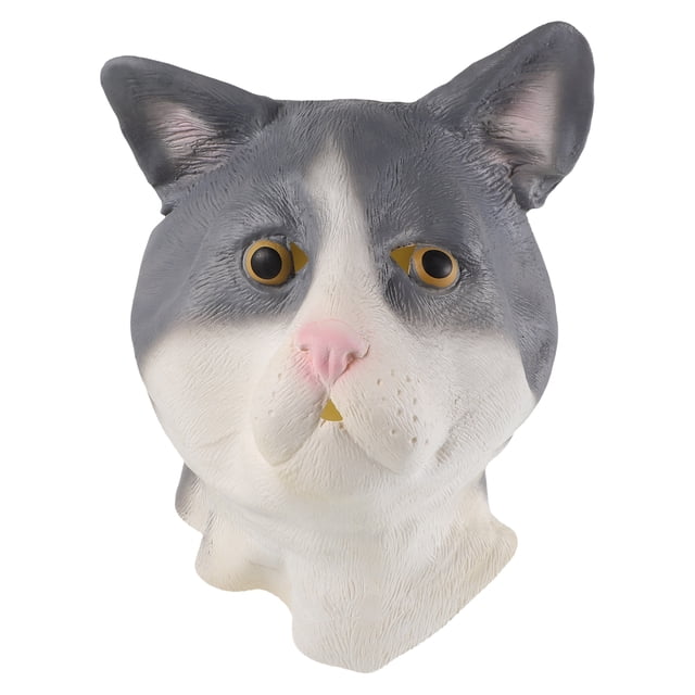 Máscara de cabeza de gato para Halloween, máscara de gato completa para adultos, máscara de animal de látex realista, divertida y aterradora, accesorios para disfraz de cosplay, tocados de fiesta