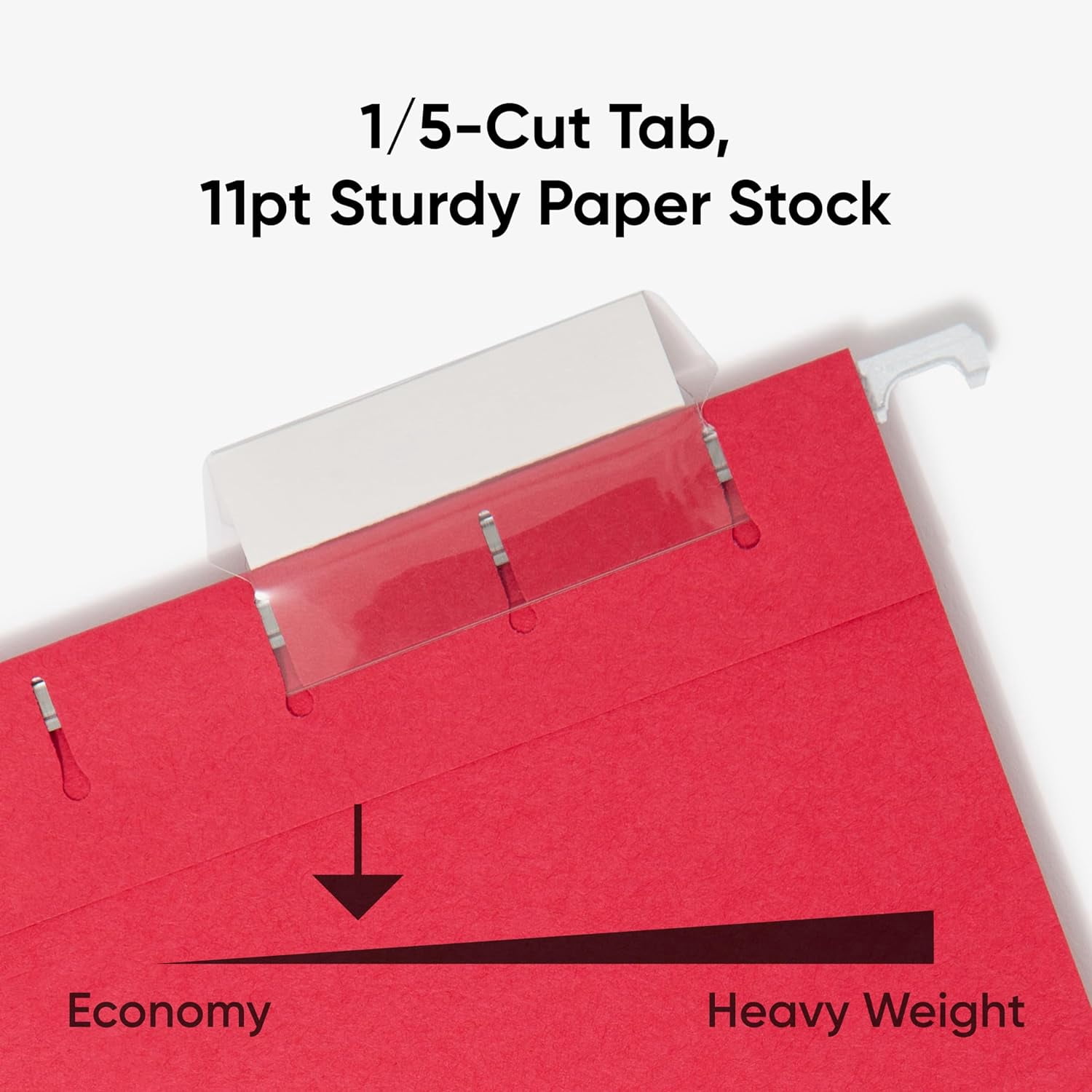 Standard Hanging File Folders, 25 Count, Assorted Primaries, 1/5-Cut Adjustable Tabs, Letter Size (64059)