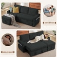 thumbnail image 2 of Pingliang Home Pull Out Sleeper Sectional Sofa Bed with Storage Chaise, Convertible L Shaped Couch with Side Pockets,Modern Linen Reversible Sofa Couch for Living Room Apartment Office Studio, 2 of 8