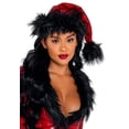thumbnail image 1 of Chapeau de Noël en Vinyle Rouge avec Fausse Fourrure Noire, 1 of 1