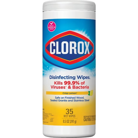 Clorox Disinfecting Wipes Lemon Scent - Disposable Household Cleaning - 35 Count Pack