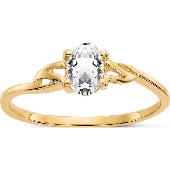 14K Yellow Gold White Topaz Birthstone Ring (Size 7) Made In India xbr133