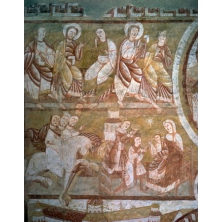 The Offering of the Magi Surmounted by a Row of Angels by artist unknown 12th century Canvas Art - (24 x 36)