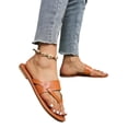 thumbnail image 3 of Strappy Sandals for Women, Womens Strappy Sandals, Sandals Woman, Sandals With Back Strap, Women's Slide Flat Sandals Comfortable Slip On Flip Flop Thong Sandals With Spring Summer Sandals, Brown 9, 3 of 8