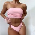 thumbnail image 2 of Traje de baño de playa con correa superior de tubo trasero de color sólido dividido sexy para mujer Fridja  nalpqowj23413, 2 of 5
