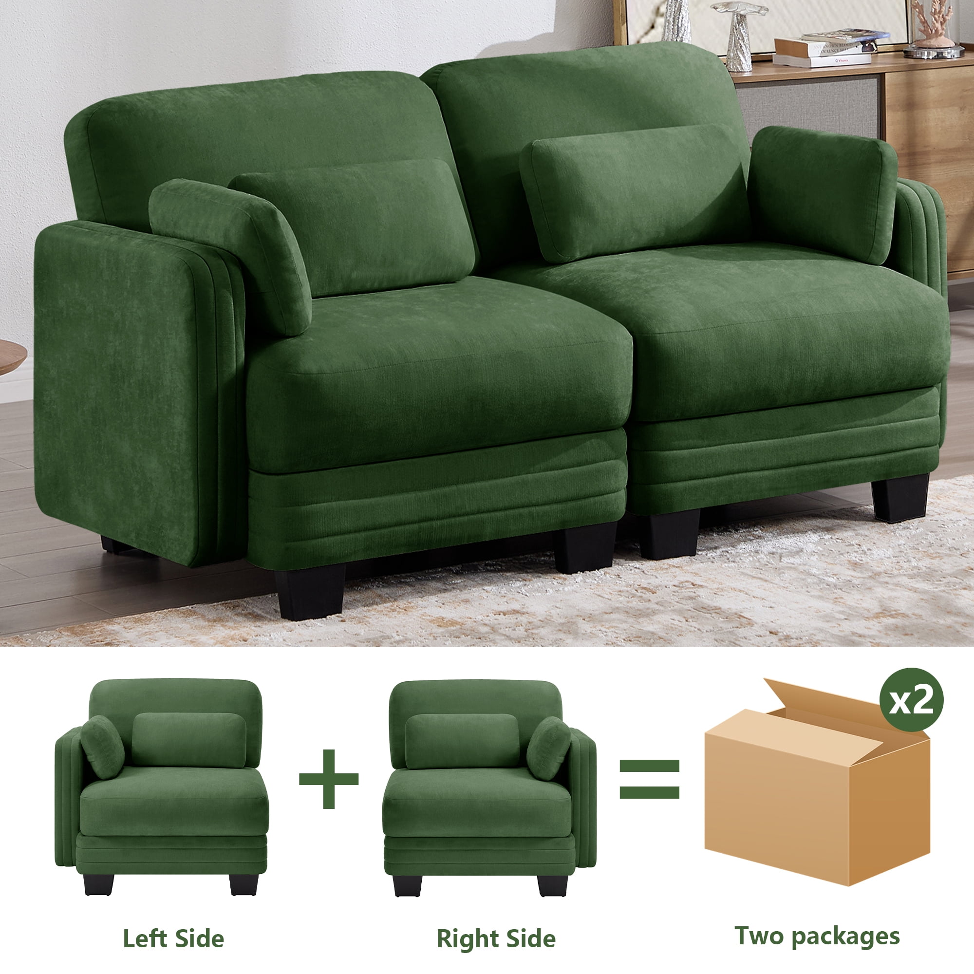 70" Modern Modular 2 Seater Loveseat Sofa Couch with 4 Pillows