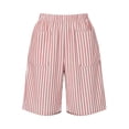 thumbnail image 6 of Zynoxe Shorts for Women with Pockets Trendy Versatile Striped Womens Mid-Length Shorts Lightweight Breathable Loose Fit Straight Leg Shorts Comfy Elastic Waistband Summer Vacation Outfits M, 6 of 7