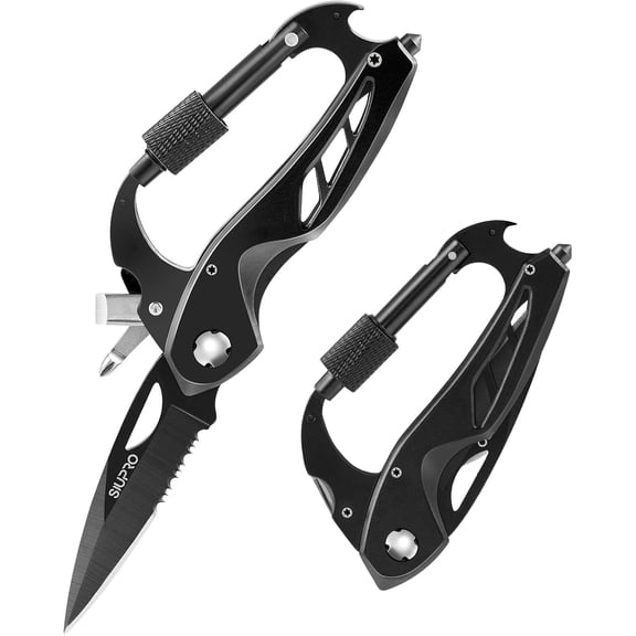 CHE-Multitool Carabiner Knife, Pocket Knife for Men with Bottle Opener, Window Breaker and Screwdriver, Tactical Survival EDC Gear for Hiking, Camping, Fathers Day Dad Gifts