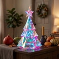 thumbnail image 4 of Holographic Lighted Christmas Tree, Transparent Plastic Geometric Tree with LED, Tabletop Holiday Decor with Star, 4 of 7