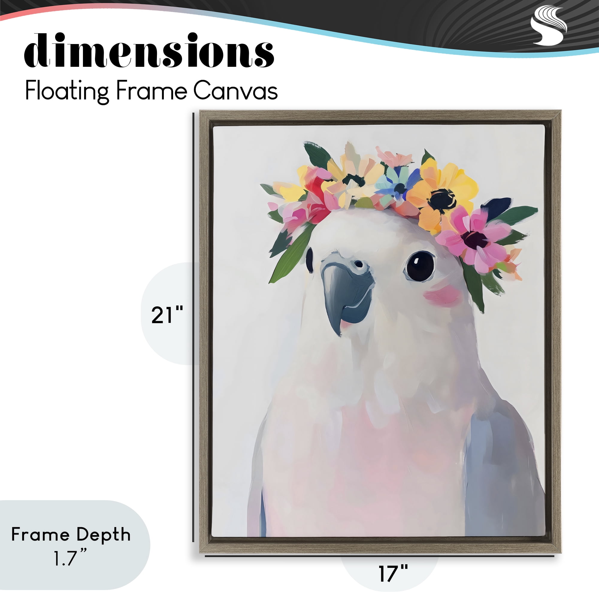 Stupell Industries Flower Crown Dove Brown Framed Floater Canvas Wall Art, design by The Prints Vibe