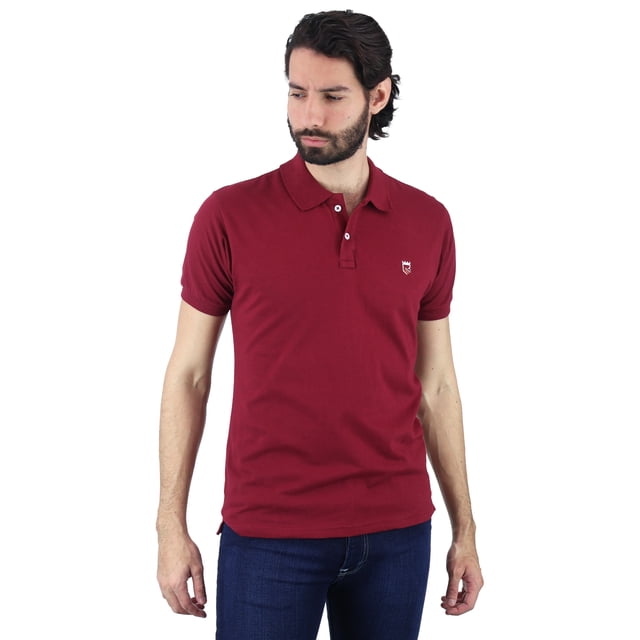 Playera Tipo Polo Color Rojo Vino Con Bordado Slim Fit Para Hombre