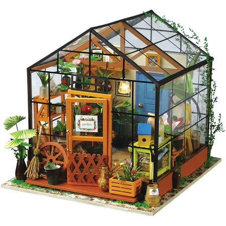 Crafts One Light - Miniature Greenhouse Craft Kit 1:24 Scale DIY Garden Project w/ LED Lighting